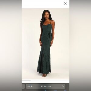Lulu’s Everlasting Emotion Emerald Green Lace Mermaid Maxi Dress
